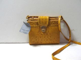 NWT BRAHMIN MOJITO MELBOURNE EMBOSSED CROC GLOSSY RED CROSS BODY 
