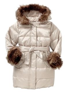   Baby GAP Girls Faux Fur Trim Hooded Puffer Winter Jacket Coat 4T 5T
