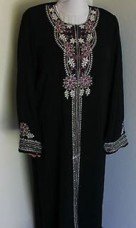  Purple Embroidery Abaya Women Islamic Eid Clothing Hijab Model # 41