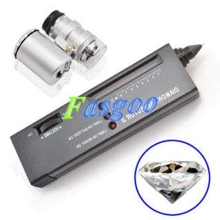 Jewelry Selector Tool Diamond Tester +60X Magnifier Mini LED Light 