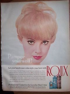 1966 Vintage ROUX Franciful Hair Color Rinse Blonde Pamper Yourself Ad