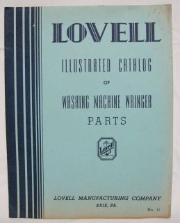   LOVELL Manufacturing Co. WASHING MACHINE WRINGER PARTS CATALOG Washer