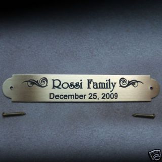 Engraved Brass Name Frame Art Plate with brad nails