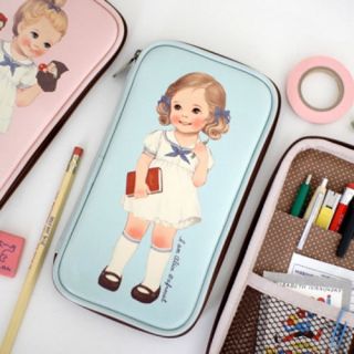   Around Pencil Case Box Cosmetic Pocket_Paper Doll Mate Multi Pen Pouch