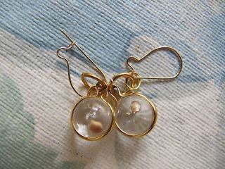 Round Mustard Seed Earrings Floating in a Glass Bubble