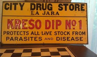 Vintage c. 1930s Embossed Tin Drug Store Sign AMERICAN ART WORKS