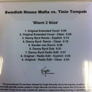 Swedish House Mafia V Tinie Tempah miami 2 Ibiza 9 Mix Cd Promo