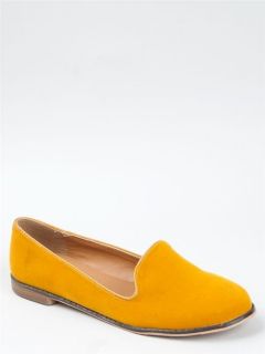   Women Casual Fashion Velvet Slip On Loafer Flat yellow Mustard strip27