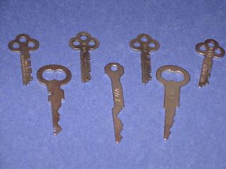 Antique National Cash Register Keys   Lot of 7   All Different Keys VG 
