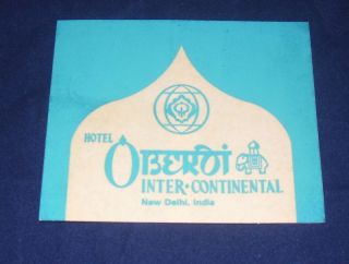 VINTAGE LUGGAGE LABEL STICKER HOTEL OBEROI INDIA