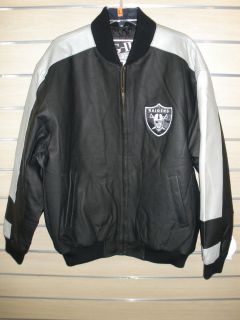 III APPAREL CARL BANKS NFL Oakland Raiders Suede Leather Jacket M L 