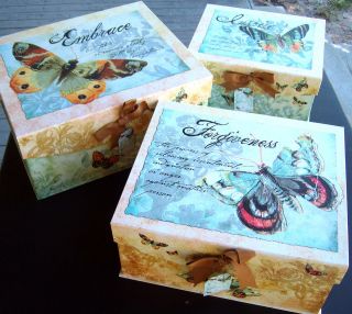   Joy Hall Butterfly Inspirational Decorative Nesting Boxes w/Bow