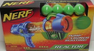 NERF REACTOR PUMP & LAUNCH GUN BLASTER & 4 BALLISTIC DART BALLS
