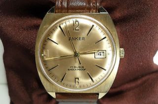 VINTAGE RARE ANKER GOLD PLATED MENS MECHANICAL WATCH/MINT