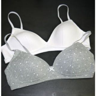   Non wired Lightly Padded White Grey Bra Teen Angel   Cotton Rich
