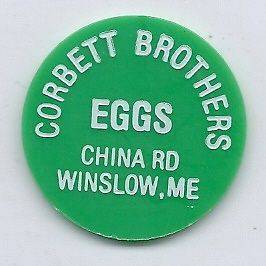 Maine WINSLOW ME Food Stamp 5c Token Corbett Brothers Eggs FREE 