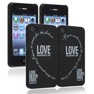 2pcs Couple Hard Cover Skin Case for Apple iPhone 4S 4G 4 Black 