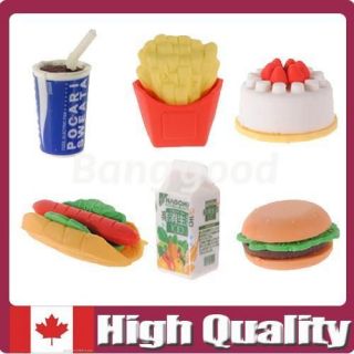   and Fries Cola Scented Snack Cute Shape 6 Pack Erasers set Gift