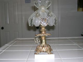 VINTAGE ITALIAN CRYSTAL BRASS & MARBLE TABLE LAMP
