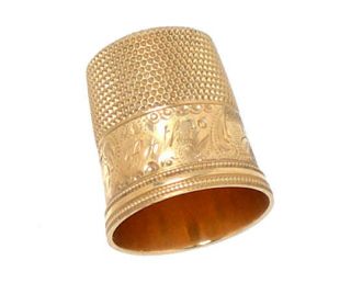 VINTAGE 14k YELLOW GOLD COLLECTIBLE LG 3D THIMBLE