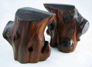   Modern Hand Crafted “Figured” Wood Bookends, Black Walnut, 1950s