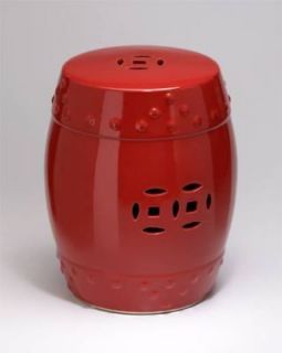 Chinese RED Ceramic Garden Stool Indoor / Outdoor, NEW!