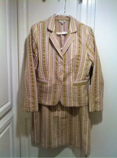 Wmn CABI 2 Pc Stripe Seersucker Suit Skirt Sz 12 Blazer Sz 10 *NICE*