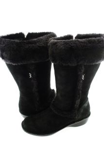 New Anne Klein Kanga Mid Calf Winter Snow Boot Shoe Black Suede