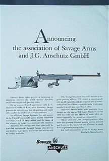 1964 Savage Arms print AD J.G. Anschutz GmbH rifle MA Westfield 