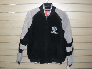 Official NFL Licensed Oakland Raiders Suede Leather Varsity Jacket 