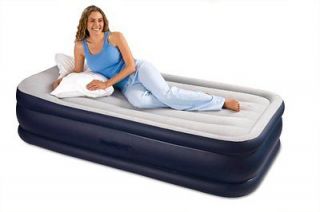 Intex Twin Deluxe Pillow Rest Airbed Raised Air Mattress Bed with Pump 