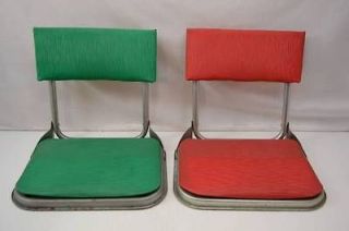   of 2 Vintage Folding Metal & Vinyl Stadium Bleacher Bench Seat Chair