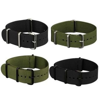   Military Black / Green Watch Band Fabric Nylon Strap 20mm / 22mm 23cm