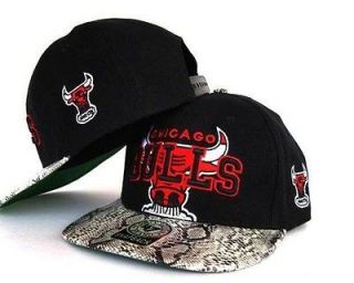 HOT NWT Vintage Chicago Bulls snakeskin Snapback Cap Hats Hip Hop 