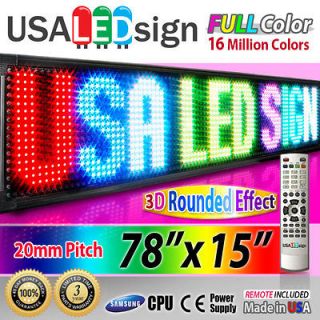 FULL COLOR LED SIGNS 78x15 20MM IN/OUTDOOR PROGRAMMABLE SCROLL 