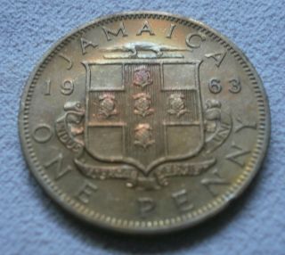 1963 Jamaica Jamaican one cent penny coin