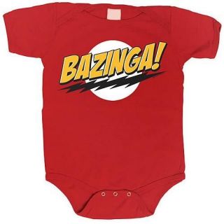 Big Bang Theory Bazinga Onesie One Piece Red Baby Snap suit Romper 