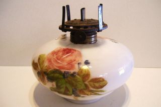 Antique Oil Lamp Font for Hanging Lamp Victorian Hand Painted Roses 