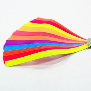 50 Glow Plain Origami Lucky Star Paper Ribbon Neon