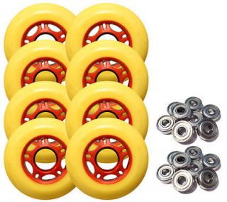 ASPHALT OUTDOOR Rollerblade Skate Wheels 76mm YELLOW + ABEC 9 