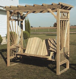 Amish Outdoor Wooden Garden Arbor Swing Wood Yard Accessory Trellis 