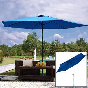 Centre Uv Protective Outdoor Yard Umbrella Crank Tilt Blue Patio 