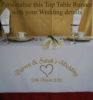 Personalised Wedding Table Runner Table Cloth + Matching Personalised 