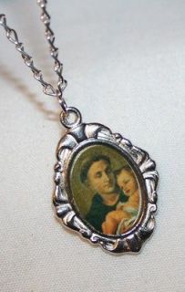 Dainty Fluted St. Anthony of Padua Pasteled Picture Medal Necklace