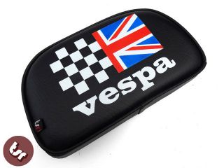 VESPA TSR Rear Rack Back Rest Pad Union Jack Racing Flag Bolt On