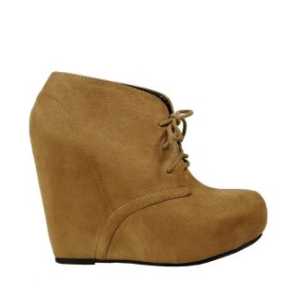 Soda Pager Womens Taupe Wedge Bootie Shoes Ankle Boots