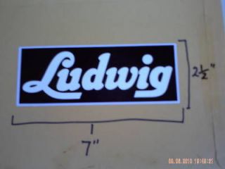 vintage Ludwig sticker.Classic1960s style.White on black vinyl. Int 