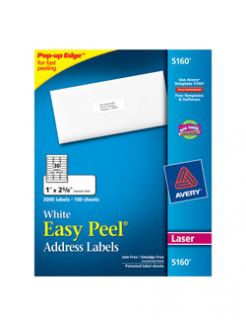 Avery Easy Peel Address Label   1 2.62 Length Permanent 3000 Box 