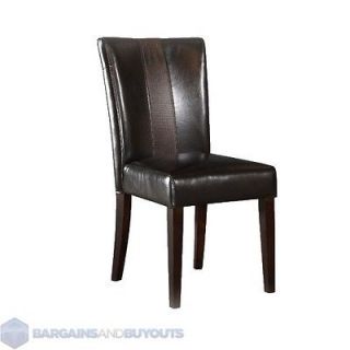 Powell Faux Leather Parsons Chair In Brown Leather/Merlot Finish