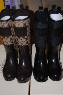 NEW WOMENS COACH PEARL SIGNATURE RAIN BOOTS SIZE/COLOR Authentic